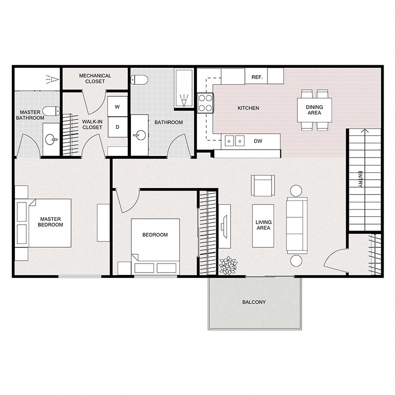 2 Bed 2 Bath Upper Interior