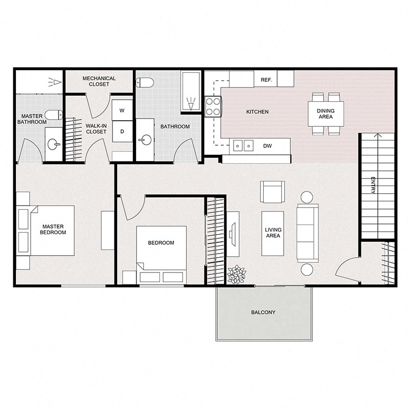 2 Bedroom 2 Bathroom - Upper