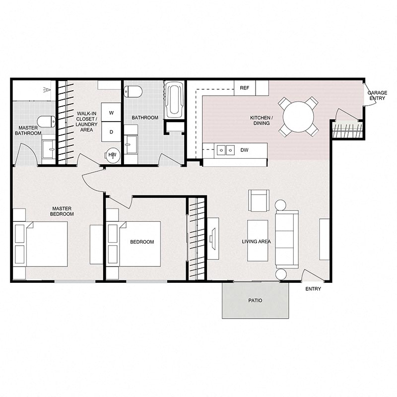 2 Bedroom 2 Bathroom - Lower