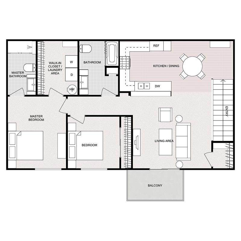 2 Bedroom 2 Bathroom - Upper