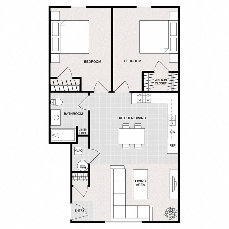 Two Bedrooms One Bathroom