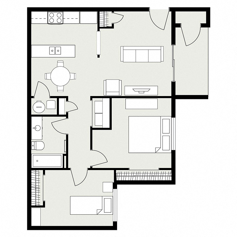 Two Bedrooms One Bathroom