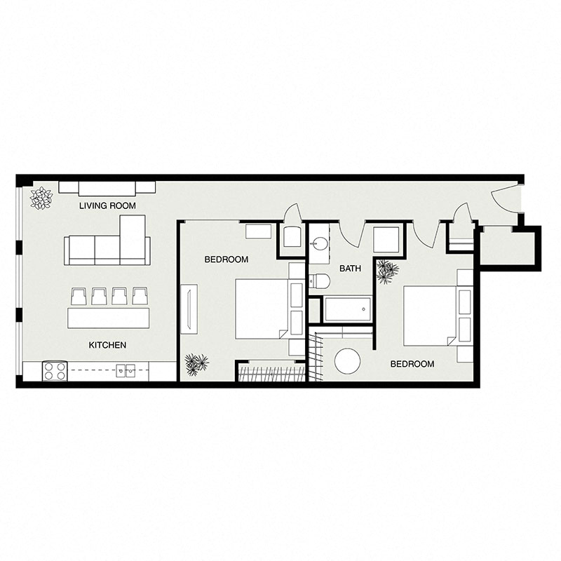2 Bed 1 Bath