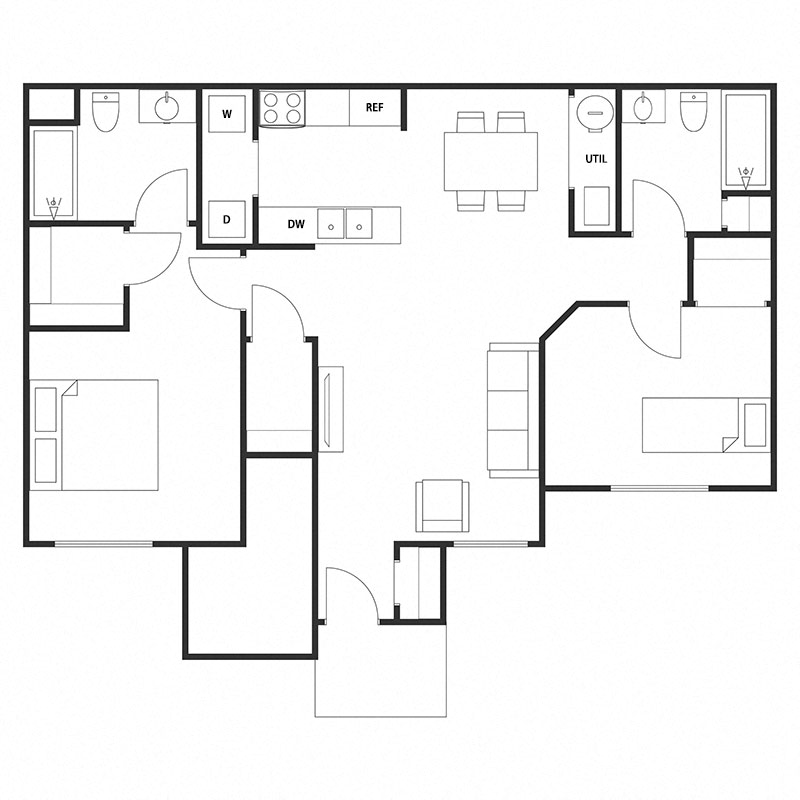 Two Bed Two Bath