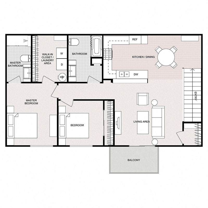 2 Bedroom 2 Bathroom - Upper