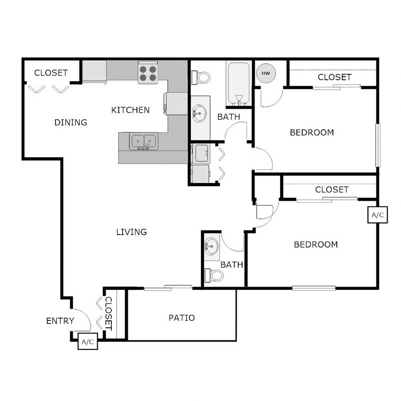 2 Bedroom 1.5 Bathroom - Lower