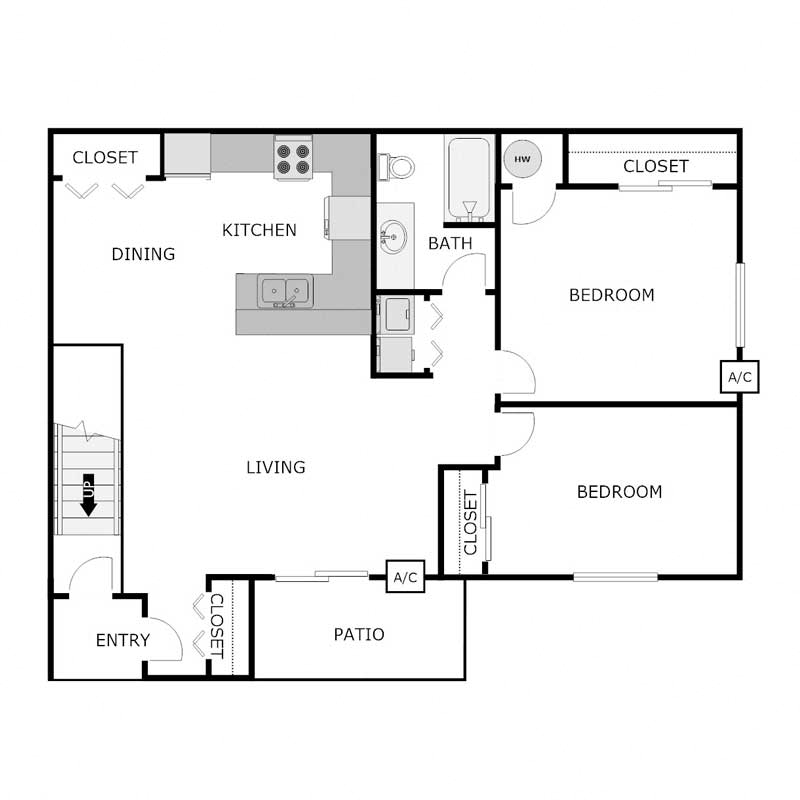 2 Bedroom 1 Bathroom - Lower