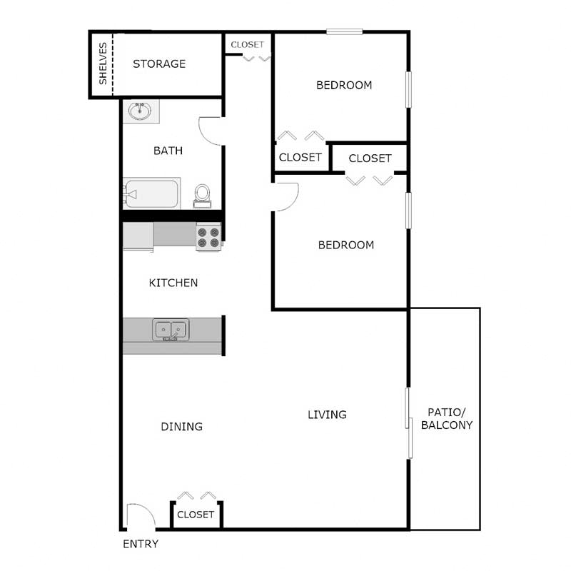 Two Bedroom One Bathroom