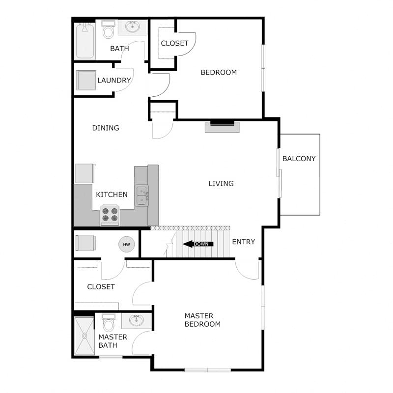 2 Bed 2 Bath Upper Split