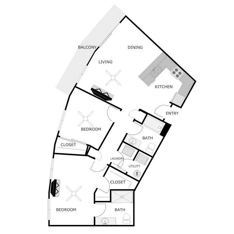 2 Bedrooms 2 Bathrooms 3rd Floor Genesee