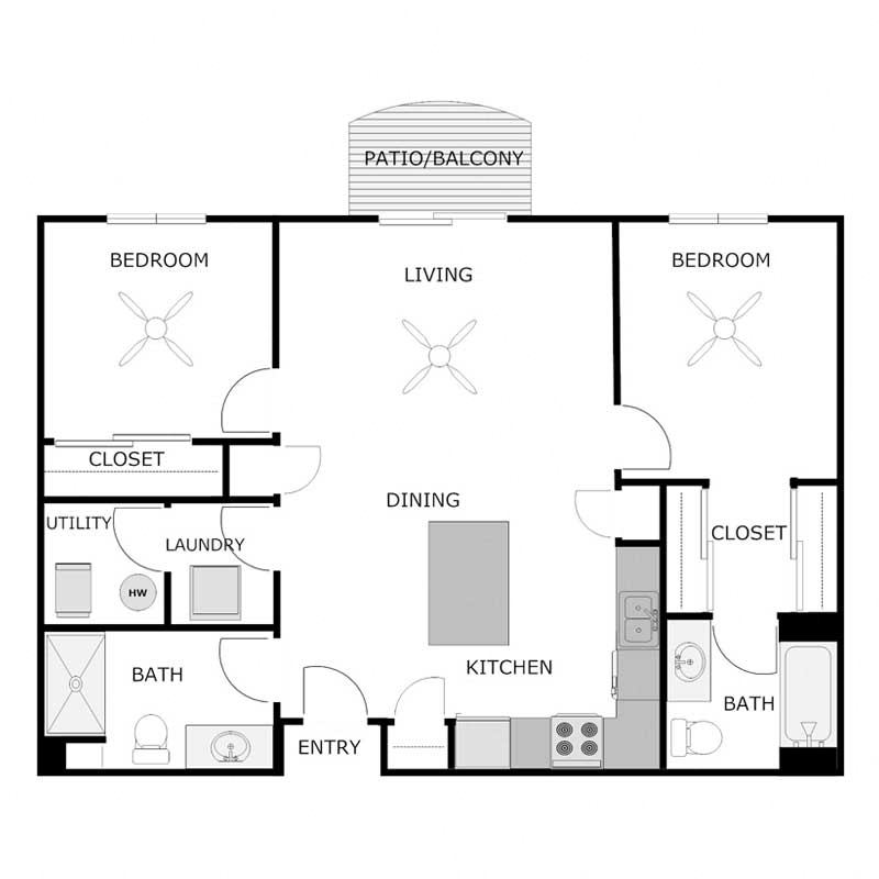 2 Bedrooms 2 Bathrooms Collins