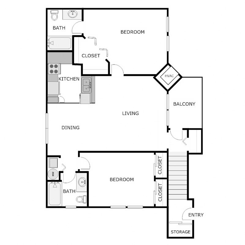 Upper 2 bed 2 bath