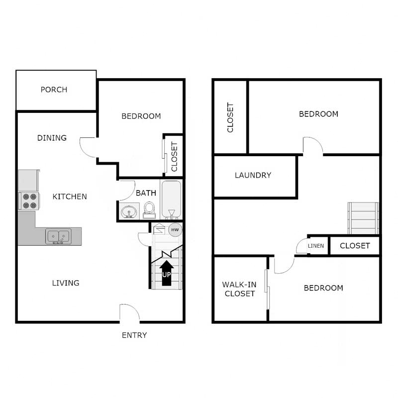 3 Bedroom 2 Bathroom - Townhome