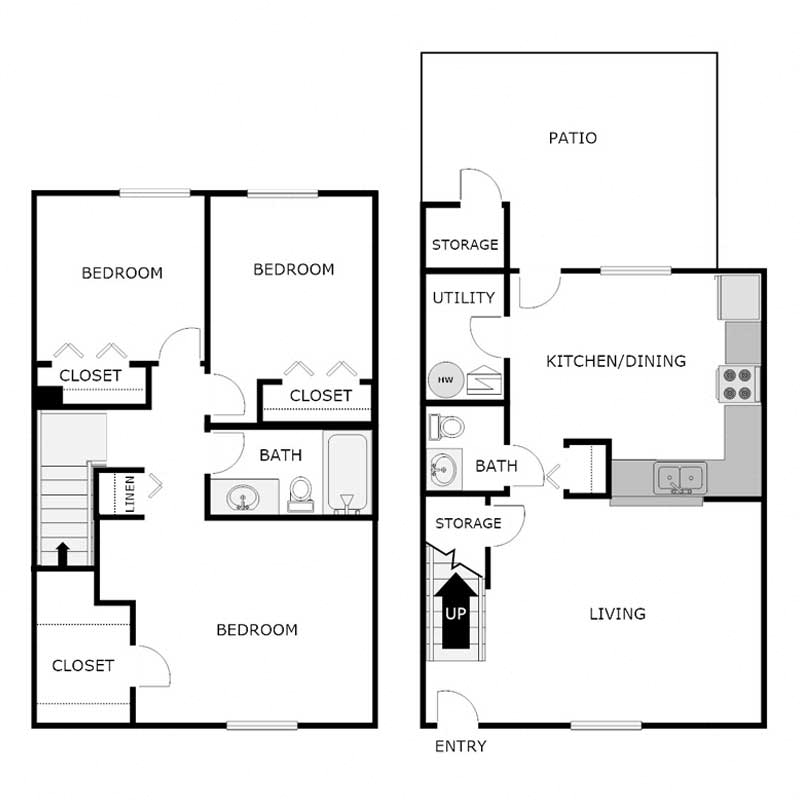 3 Bedroom 1.5 Bath - Townhome