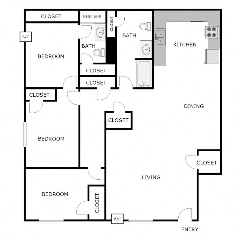 3 Bed 1 Bath