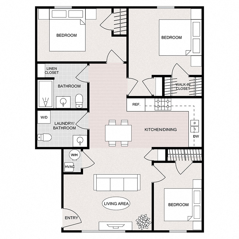 Three Bedrooms 1.5 Bathrooms