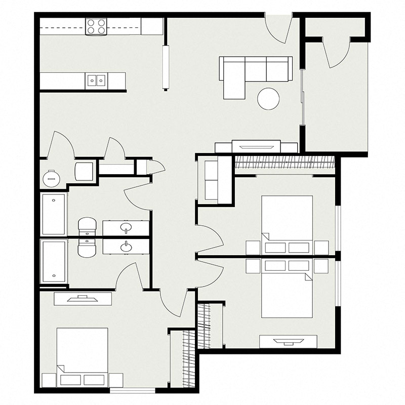 Three Bedrooms Two Bathrooms