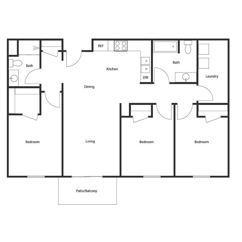 3 BED 2 BATH