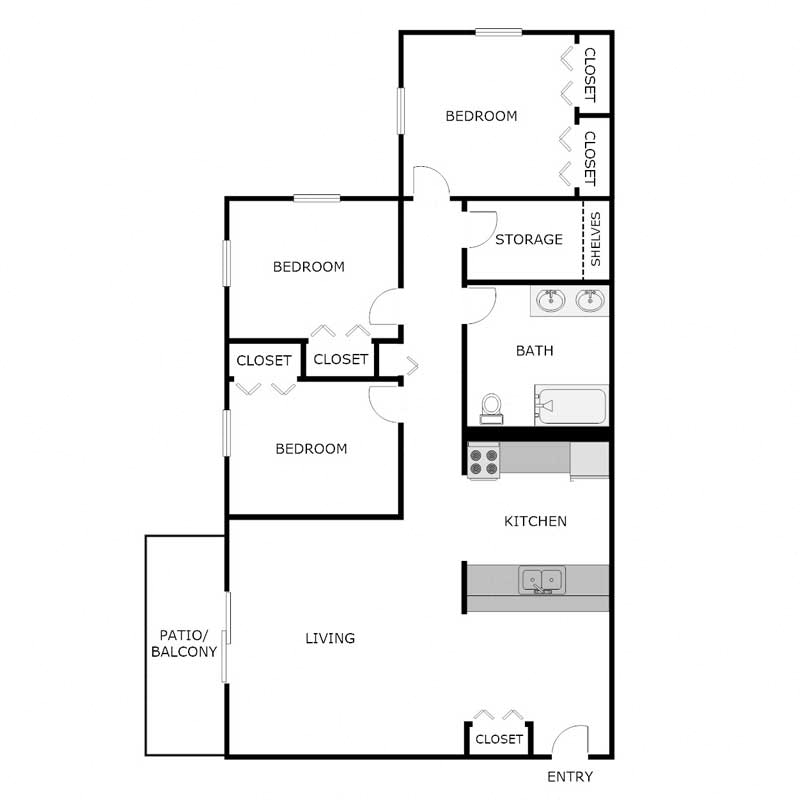 Three Bedrooms One Bathroom