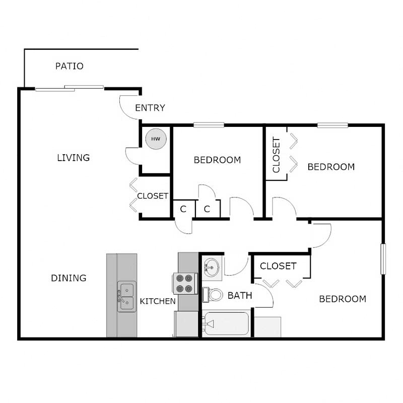 3 Bedroom 1 Bath