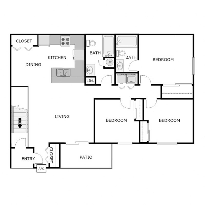 3 Bedroom 1.5 Bathroom - Lower