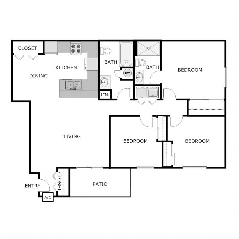 3 Bedroom 2 Bathroom - Lower