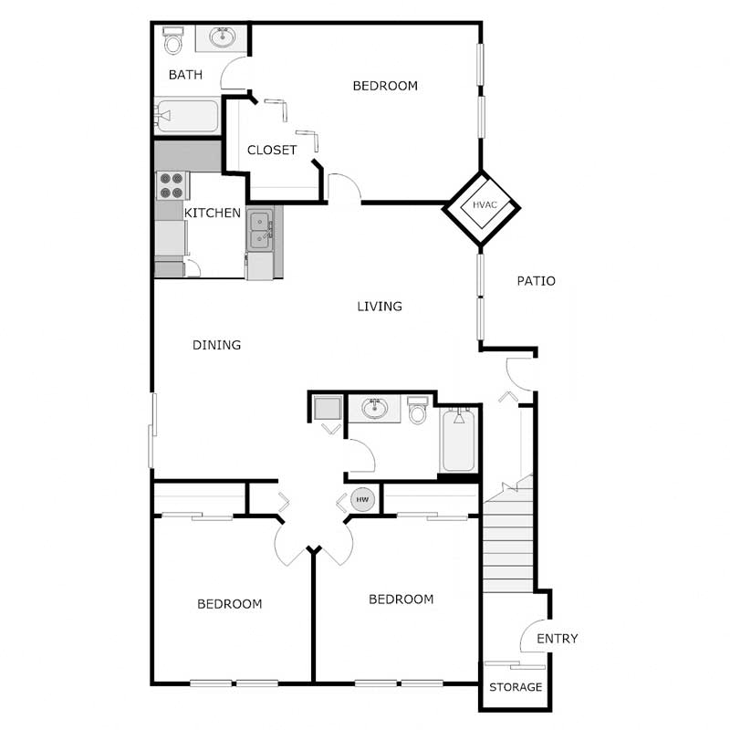 Lower 3 bed 2 bath