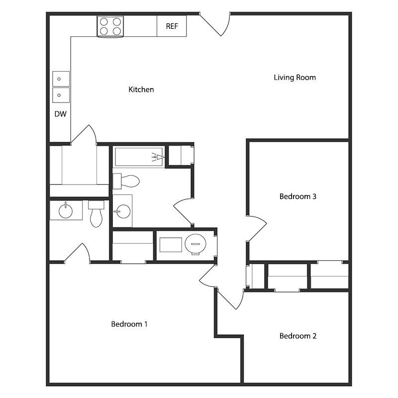 3 BED 1.5 BATH
