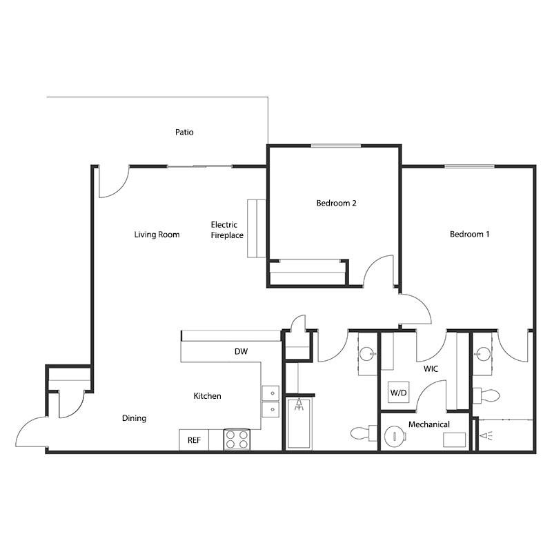 2 BED 2 BATH LOWER