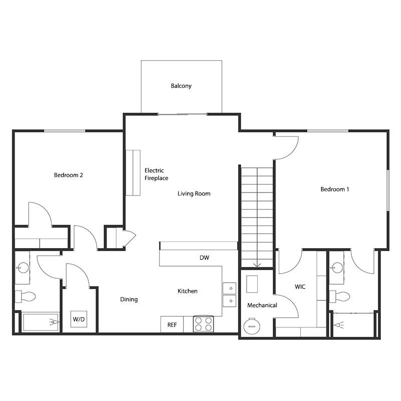 2 BED 2 BATH UPPER SPLIT