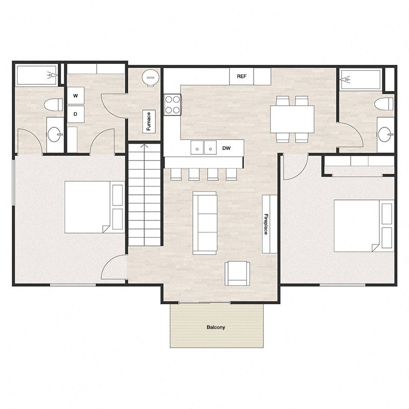 Two Bedrooms Two Bathrooms Split