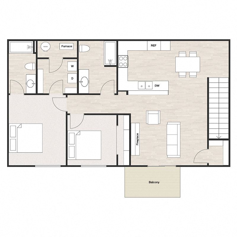 Two Bedrooms Two Bathrooms Upper