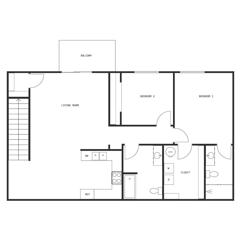 2 Bed 2 Bath Upper