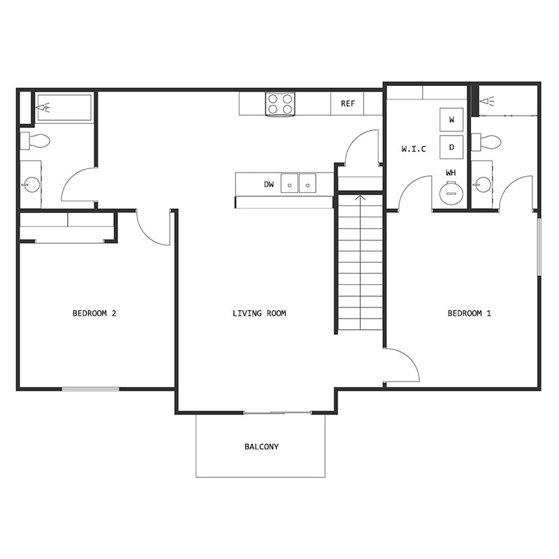 2 BED 2 BATH SPLIT