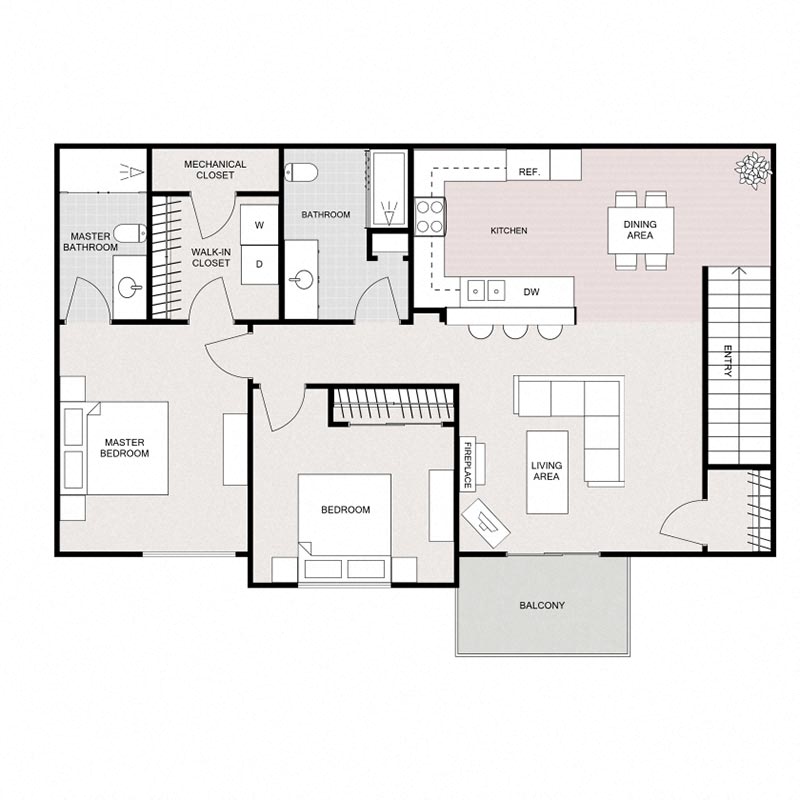 Two Bedrooms Two Bathrooms Upper Inside