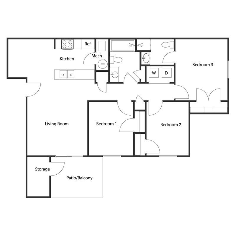 3 BED 2 BATH