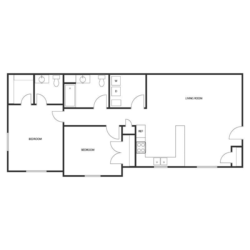 2 BED 1.5 BATH