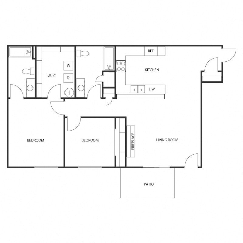 2 Bed 2 Bath Lower
