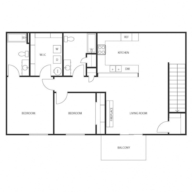 2  Bed 2 Bath Upper