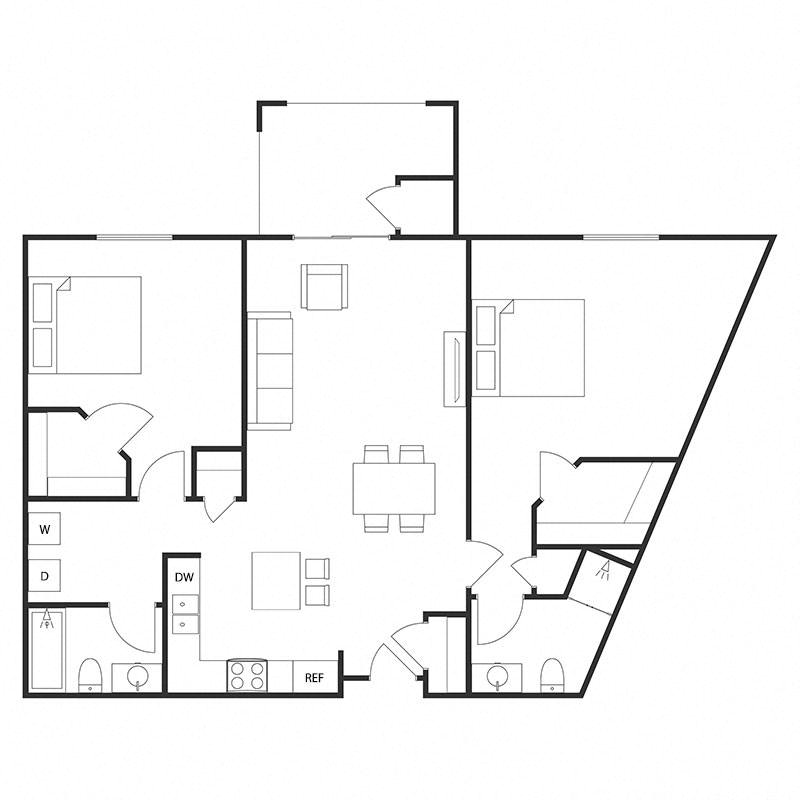 2 BED 2 BATH CORNER