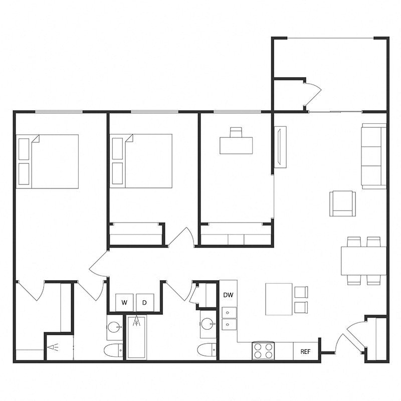 2 BED 2 BATH DEN
