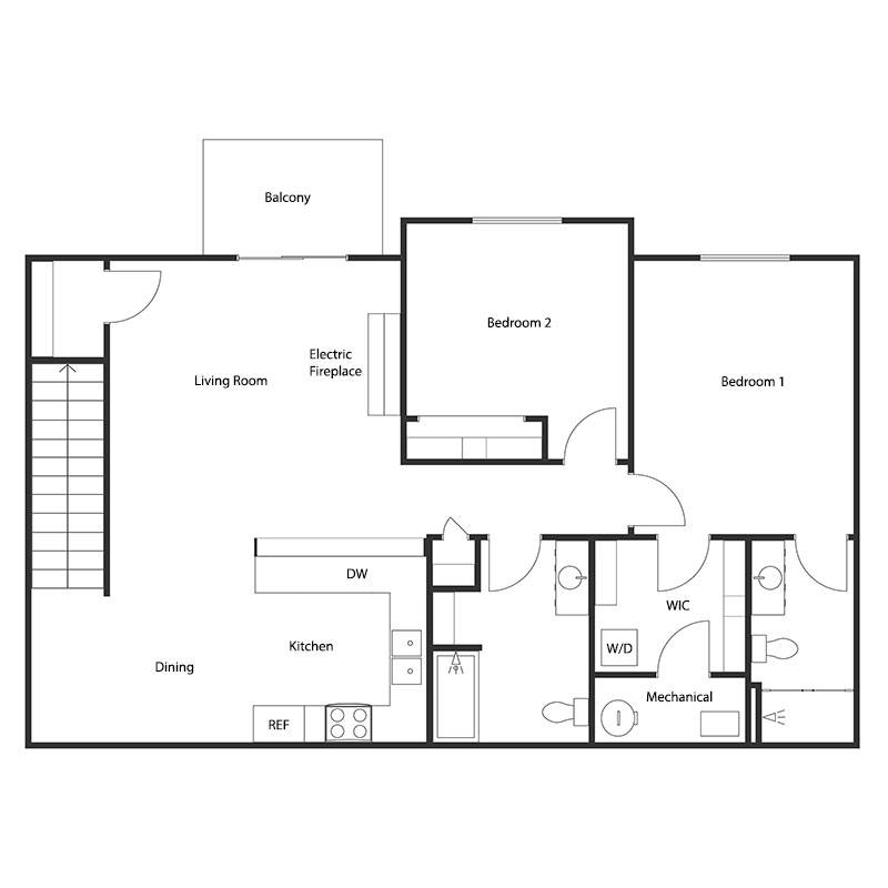 2 BED 2 BATH UPPER