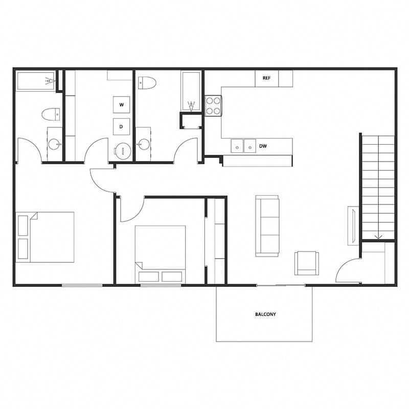 2 BED 2 BATH UPPER