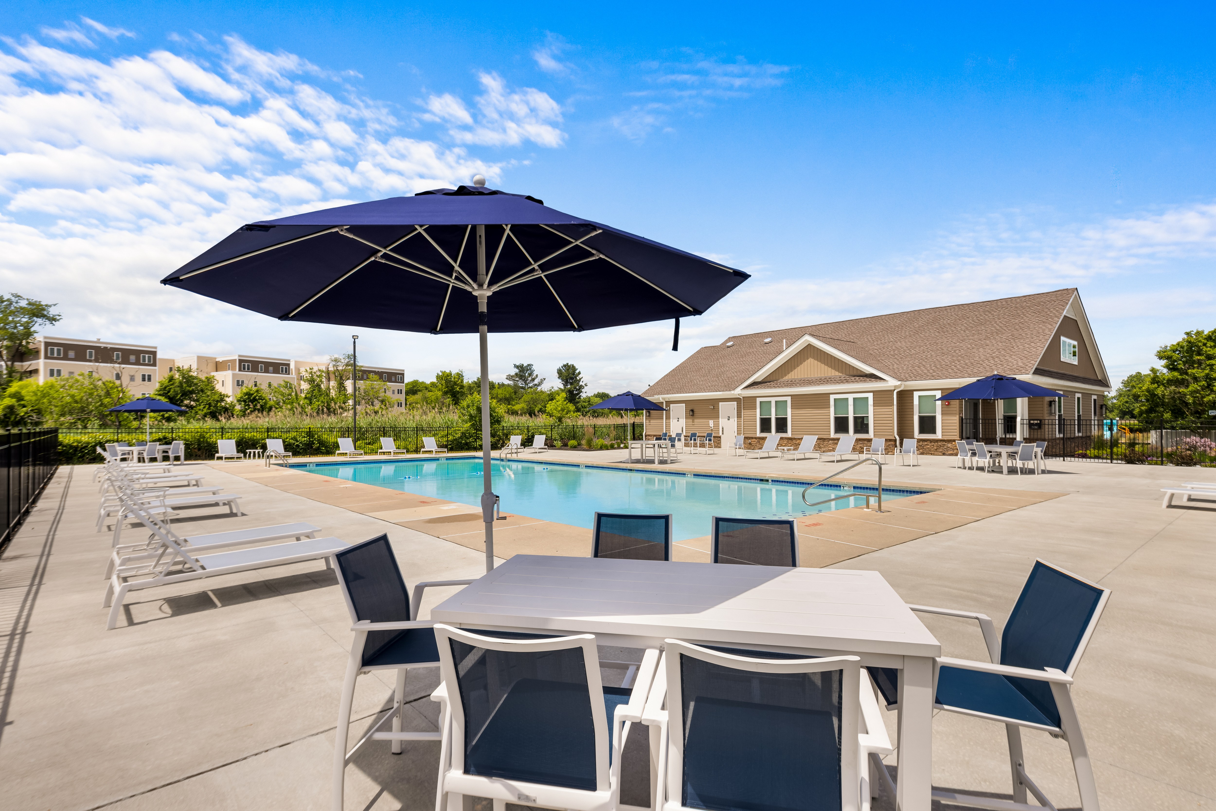 apartment community with pool