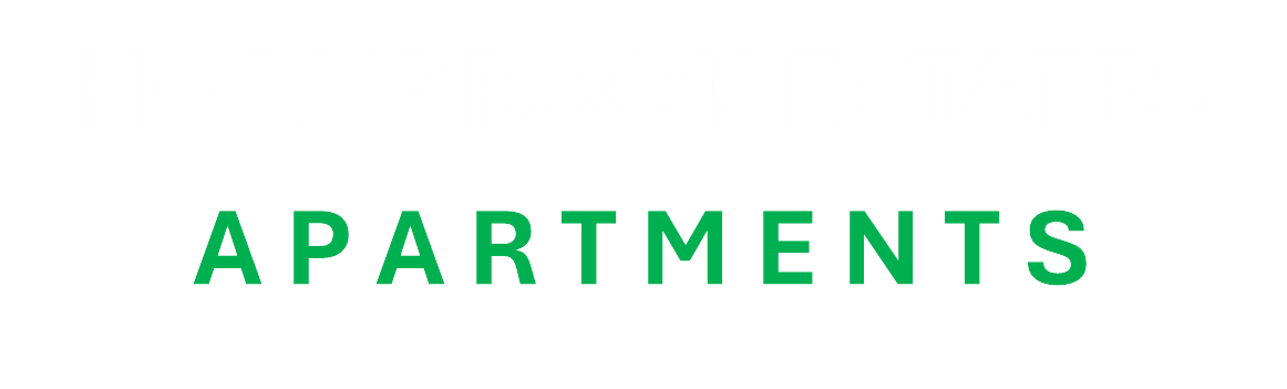 A sign that says "Hornbrook Estates Apartments" in green text.