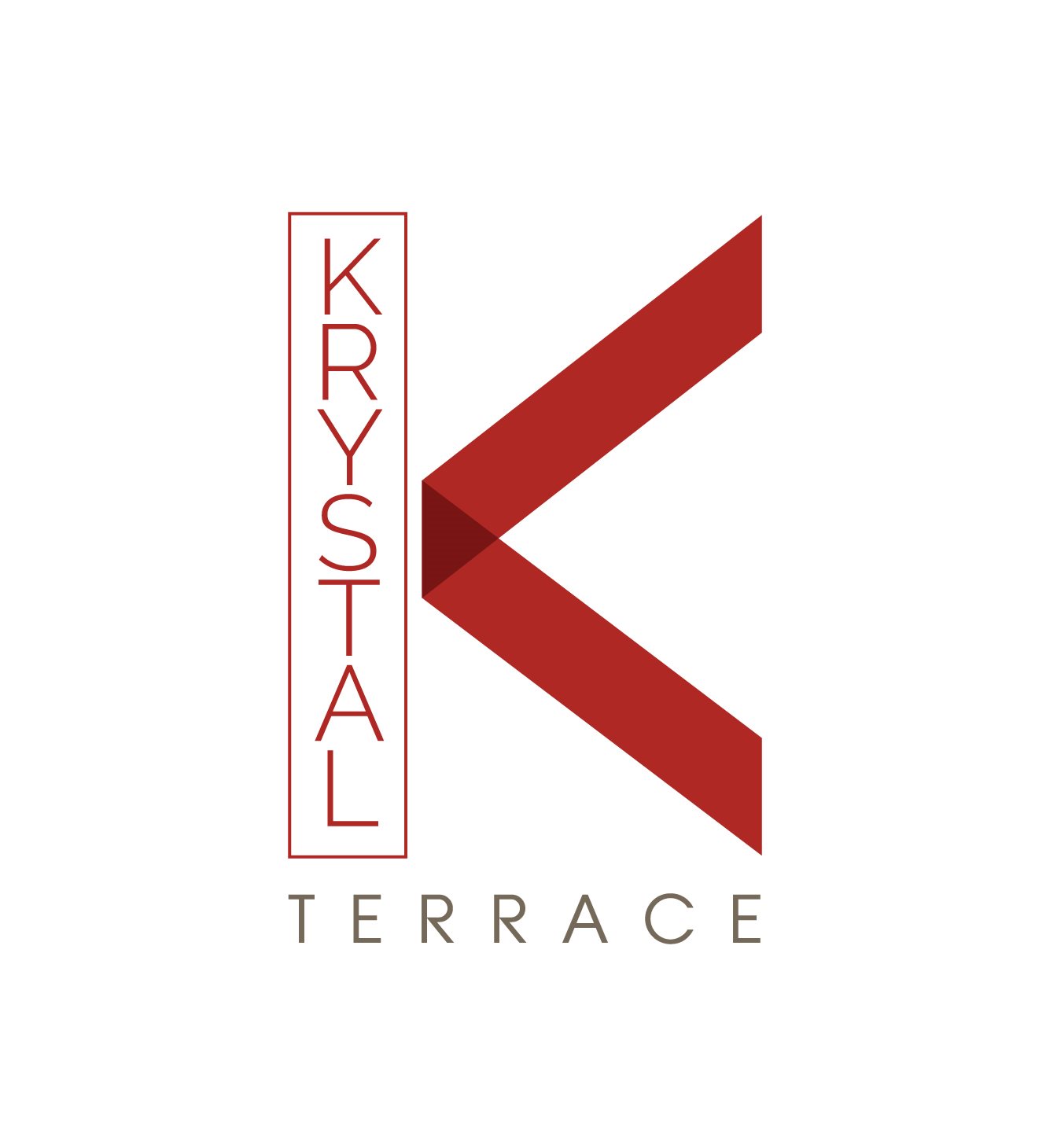 A logo with the words "Krystal Terrace" in red on a white background.