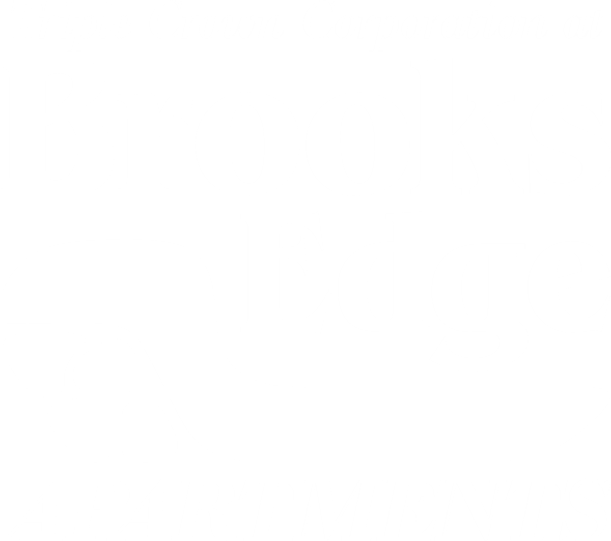 A black and white image of the Triple Crown Corporation at Brookside Apartments logo.