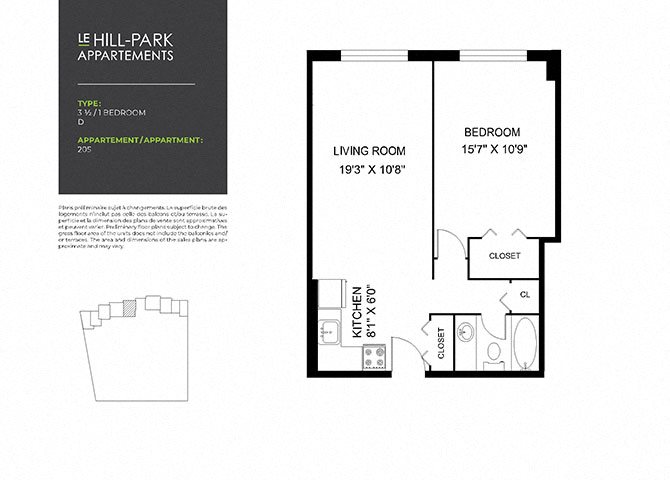 Floor Plan 1C D Floor Plan 1C D at Hill Park, Montreal, H3V 1G1