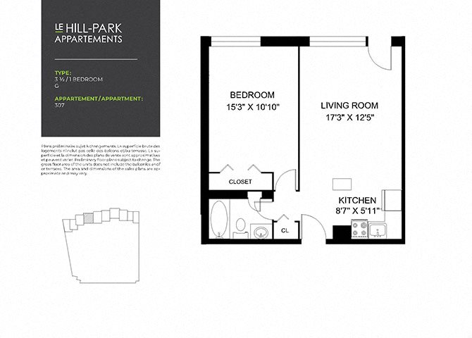 Floor Plan 1C G Floor Plan 1C G at Hill Park, Montreal