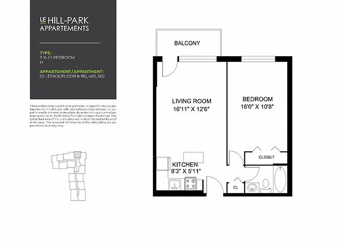 Floor Plan 1C H Floor Plan 1C H at Hill Park, Quebec